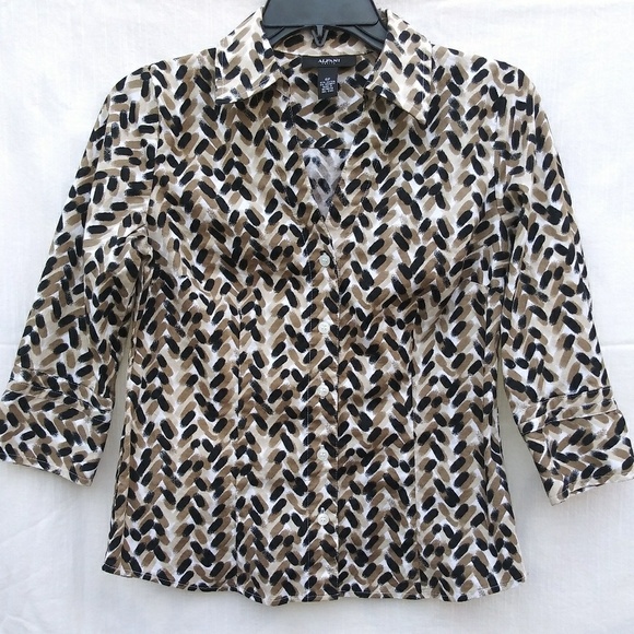 Alfani Women V-neck, Button Down Blouse Sz 6 P - Picture 1 of 3